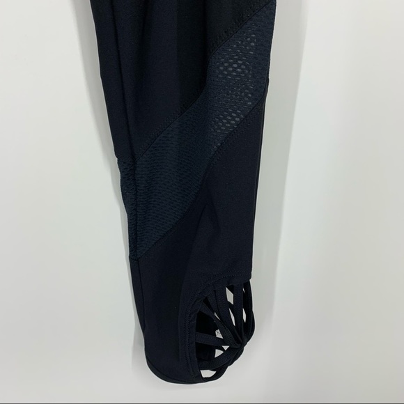 Bally Total Fitness Mesh Caged Calf Black Leggings Athletic Athleisure Size XL - Picture 5 of 15